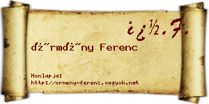 Örmény Ferenc névjegykártya